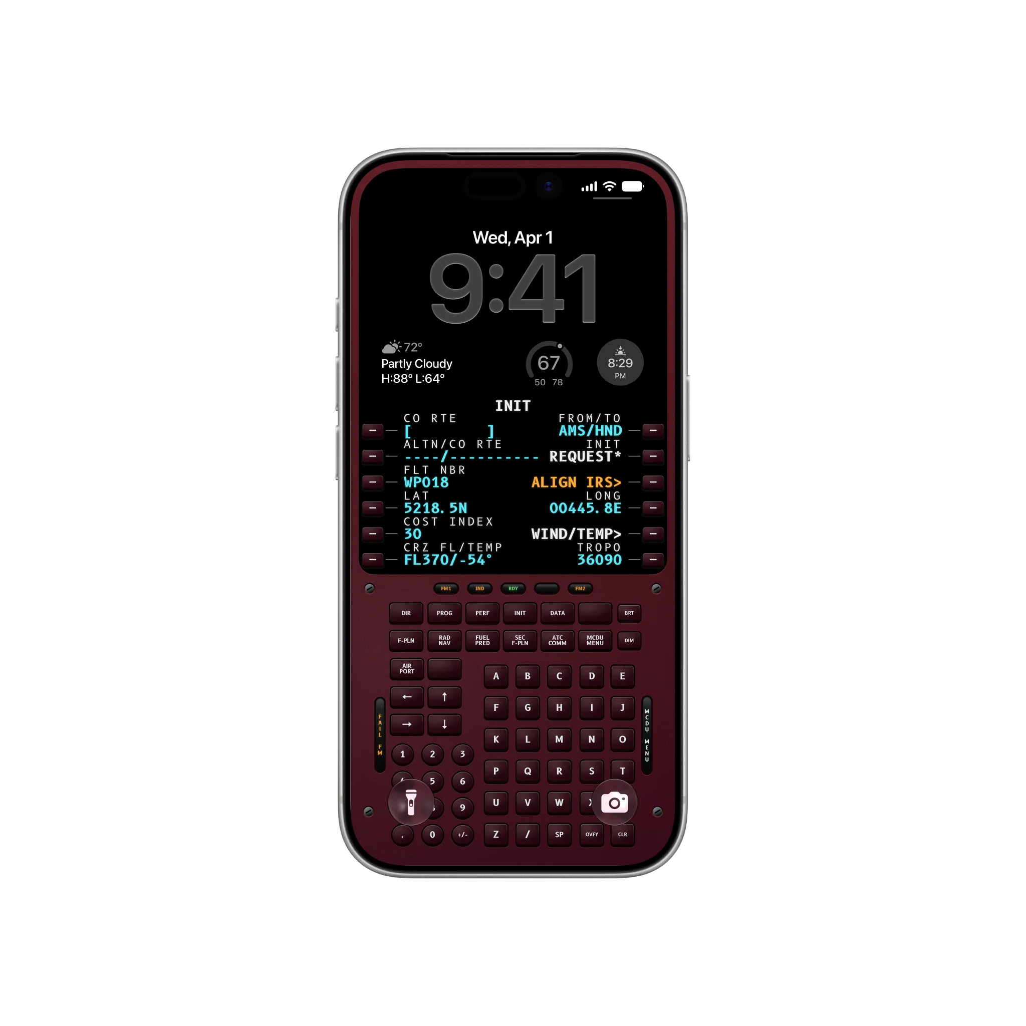 Aviation Flight Computer Burgundy on a phone