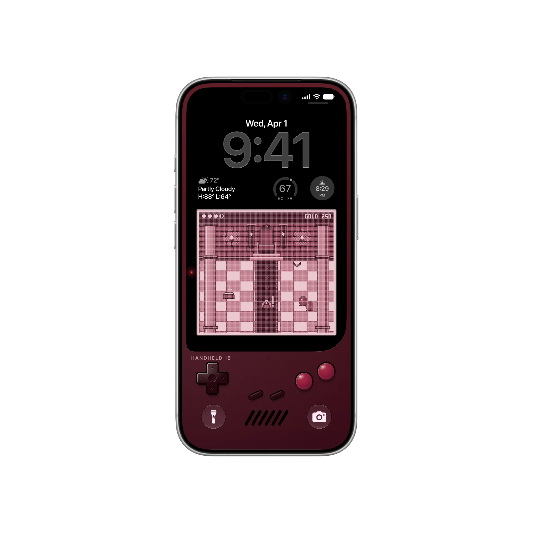 Retro Games Burgundy Keep on a phone